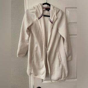 White Tommy Hilfiger long zip up hoodie